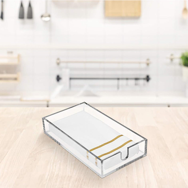 Acrylic Napkin Holder - Clear Modern Design - Acrylic Hand Towel Holder for Bathroom, Kitchen, Acrylic Tray Perfect for Disposable Paper Hand Towels & Bathroom Accessories