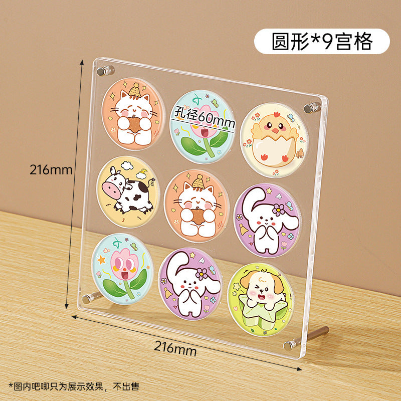 Clear Acrylic Anime Stand – Multi-Purpose Display for Badges, Pins, Keychains, and Figures