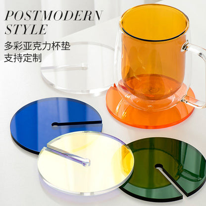 3.9 inch Creative Acrylic Rainbow Coasters, Coffee Tea Drink Mug Pads Bar Restaurant Shooting Props Cup Mat