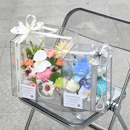 High Transparency Acrylic Wedding  Flower Box, Square Shape Fresh Flower Arranging Container