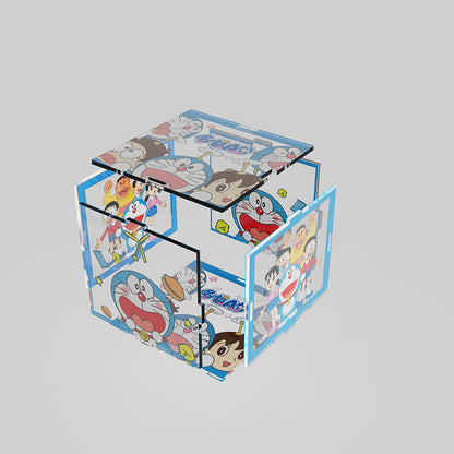 Anime Acrylic Puzzle Storage Box with Flip Lid, Removable Desktop Organizer and Decorative Display
