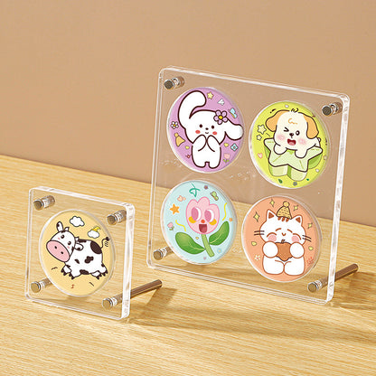 Clear Acrylic Anime Stand – Multi-Purpose Display for Badges, Pins, Keychains, and Figures