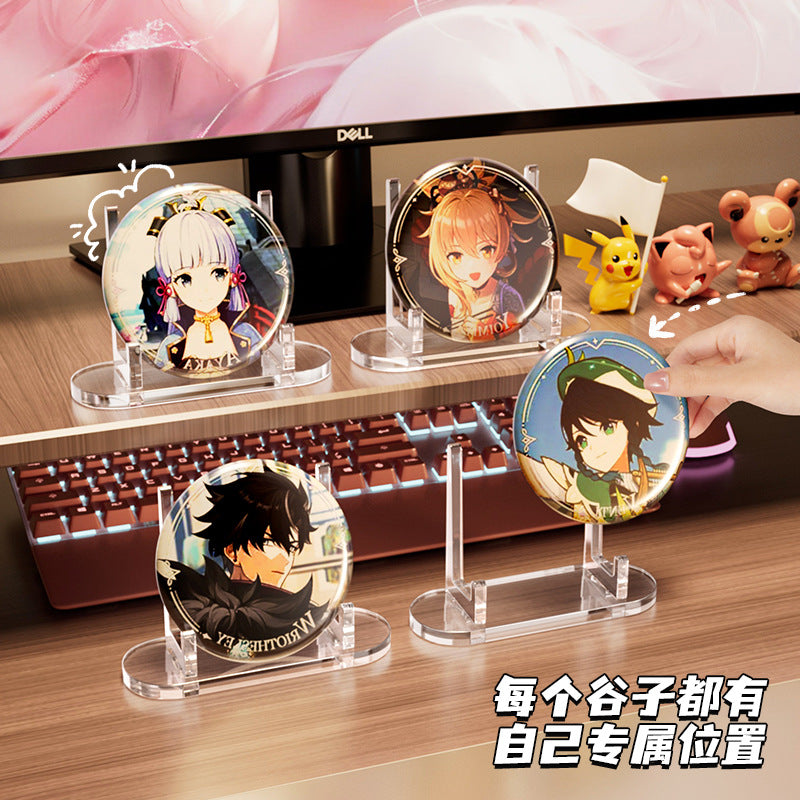 Clear Acrylic Anime Stand – Multi-Purpose Display for Badges, Pins, Keychains, and Figures