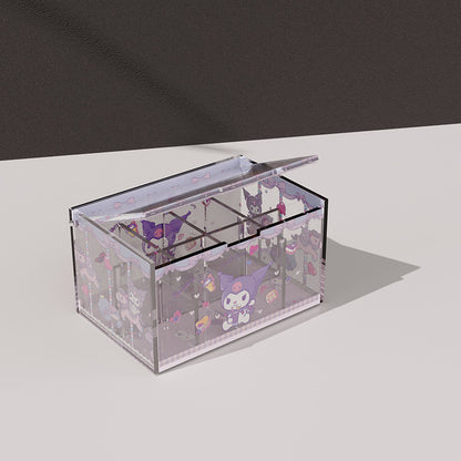 Anime Acrylic Puzzle Storage Box with Flip Lid, Removable Desktop Organizer and Decorative Display