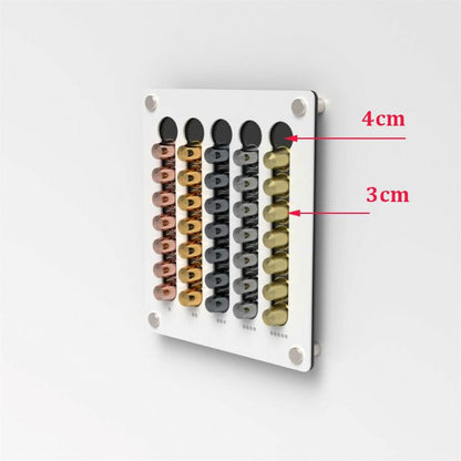Coffee Pad Holder Wall | Acrylic Coffee Capsule Holder for 35 Capsules | Capsule Storage Capsule Dispenser Compatible with Universal Capsules