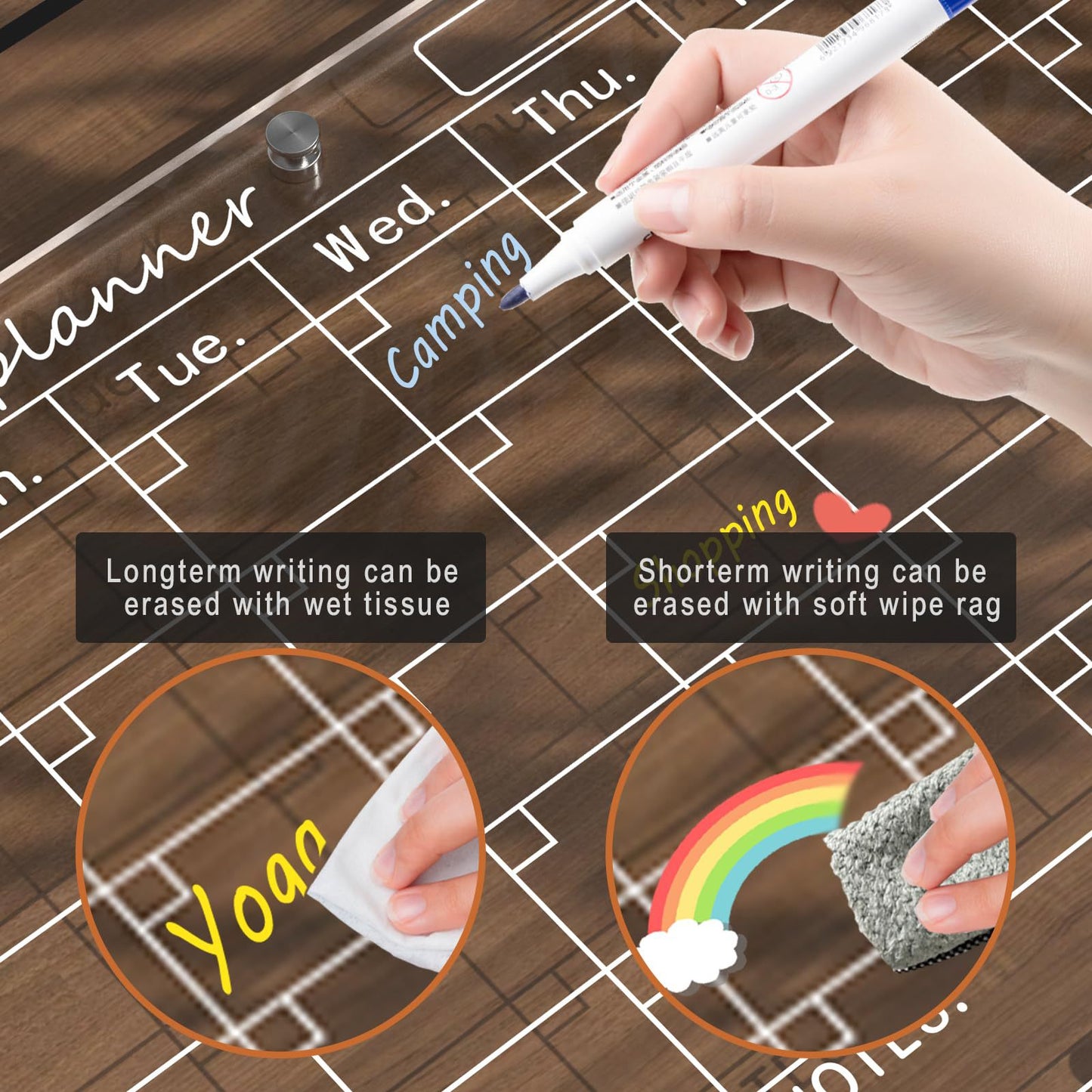 Customizable Magnetic Acrylic Message Board for Fridge Personalized Dry-Erase Board with Marker & Eraser
