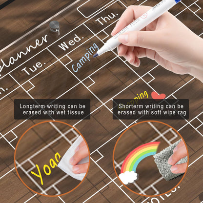 Customizable Magnetic Acrylic Message Board for Fridge Personalized Dry-Erase Board with Marker & Eraser