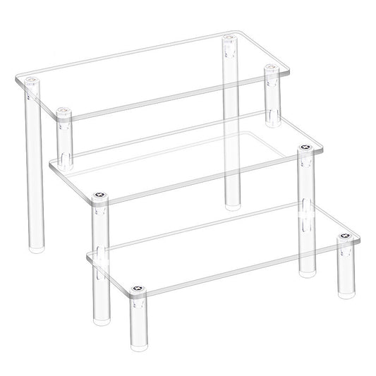 Customizable Tiered Acrylic Desktop Organizer Personalized Step Design Storage Rack for Office, Home & Display