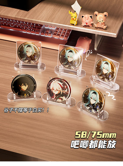 Clear Acrylic Anime Stand – Multi-Purpose Display for Badges, Pins, Keychains, and Figures