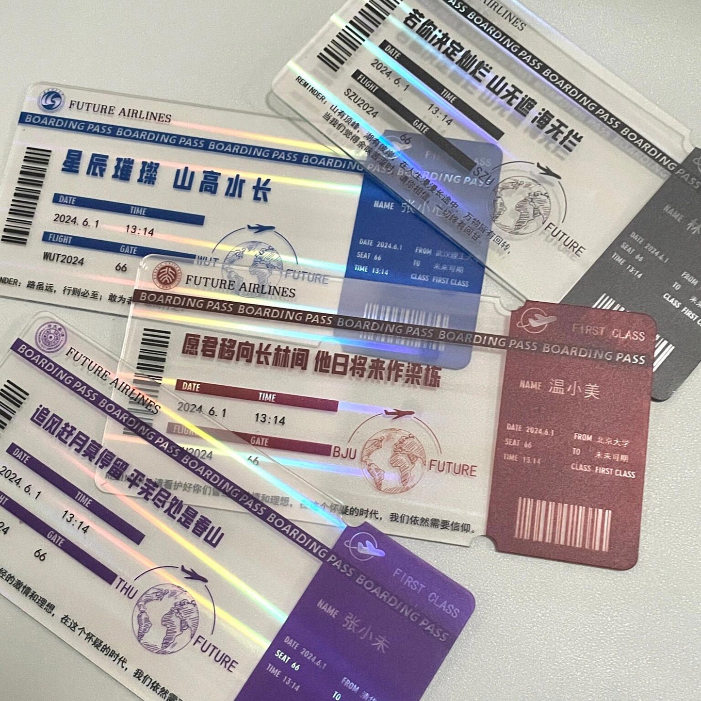 Acrylic Holographic Laser Ticket Stub Anime Keychain, Graduation Transparent Card Collectible Souvenir Gift