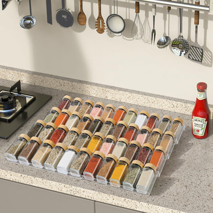 Customizable Adjustable Acrylic Spice Rack Space-Saving Storage Transparent Spice Holder for Condiments and Seasonings