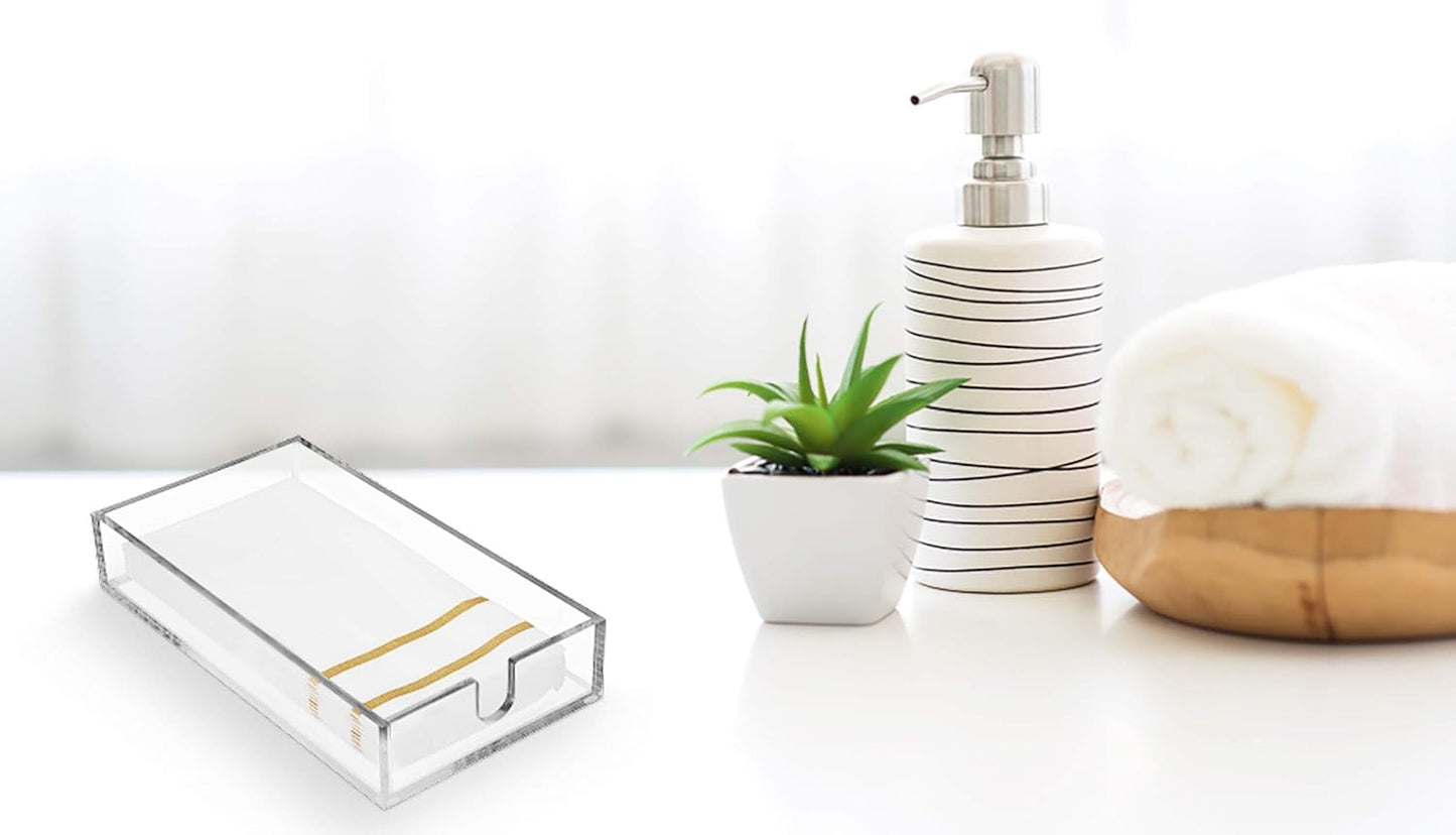 Acrylic Napkin Holder - Clear Modern Design - Acrylic Hand Towel Holder for Bathroom, Kitchen, Acrylic Tray Perfect for Disposable Paper Hand Towels & Bathroom Accessories