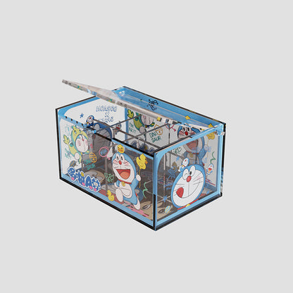 Anime Acrylic Puzzle Storage Box with Flip Lid, Removable Desktop Organizer and Decorative Display