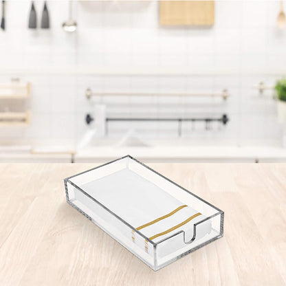 Acrylic Napkin Holder - Clear Modern Design - Acrylic Hand Towel Holder for Bathroom, Kitchen, Acrylic Tray Perfect for Disposable Paper Hand Towels & Bathroom Accessories