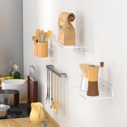 2 PCS Clear Acrylic Bathroom Shelves for Wall（15inch）