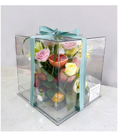 High Transparency Acrylic Wedding  Flower Box, Square Shape Fresh Flower Arranging Container
