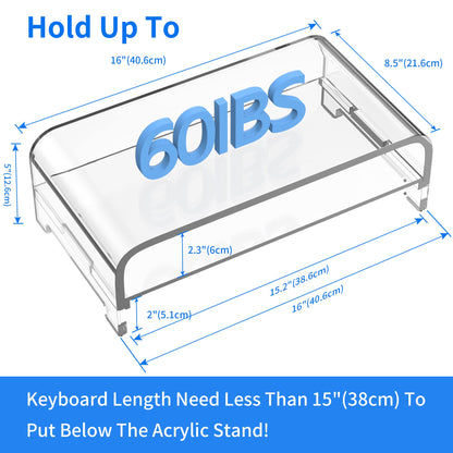 Acrylic Monitor Stand Riser and Laptop Stand - Clear Desk Accessories for Home and Office, White Aesthetic Decorations, iMac Organizer.