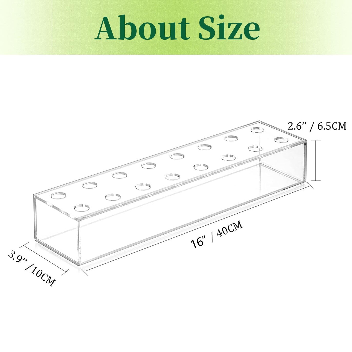 Acrylic Vases for Centerpieces, 16 Inches Long Floral Vase with Holes for Flowers