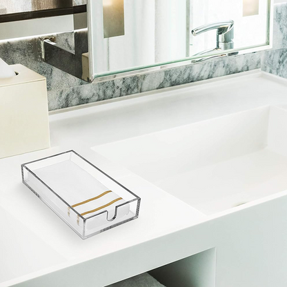 Acrylic Napkin Holder - Clear Modern Design - Acrylic Hand Towel Holder for Bathroom, Kitchen, Acrylic Tray Perfect for Disposable Paper Hand Towels & Bathroom Accessories