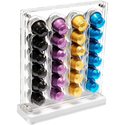 Coffee Pod Holder for Nespresso Original Line Capsule Holder Acrylic Magnetic Coffee Pods Organizer, Freestanding or Mounted on the Fridge, Hold 40 Capsule Pods Capacity Storage Rack