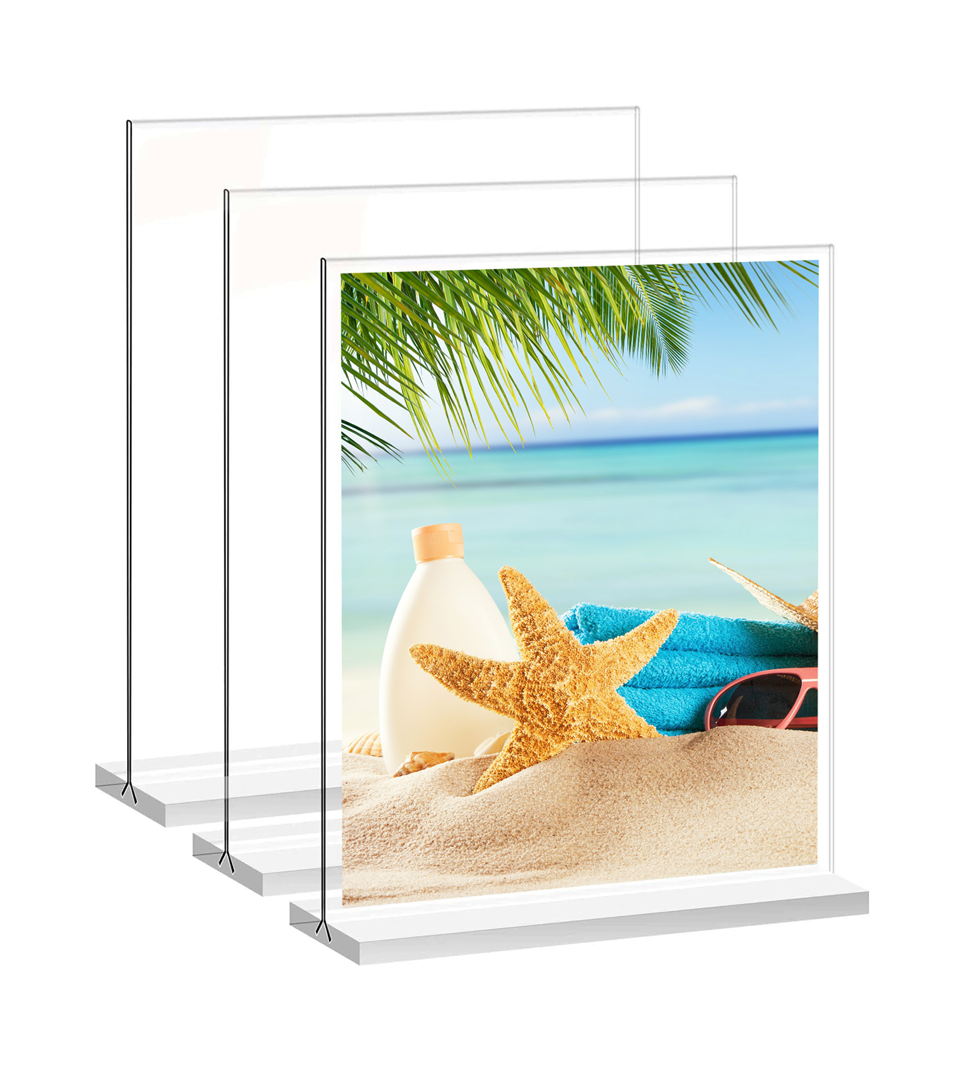 8.5x11 Acrylic Sign Holder 3 Pack Vertical Double-Sided Display