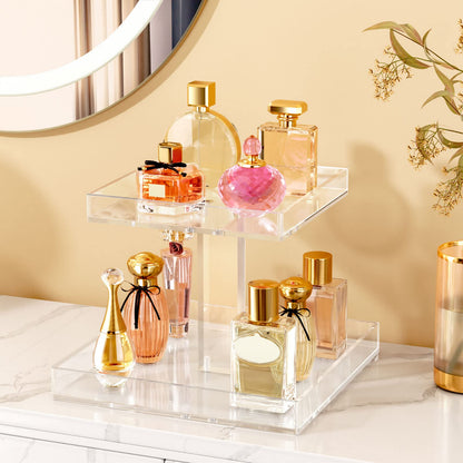 3-Tier Perfume Organizer, Clear Resin, Rectangular Tray, Sturdy Design, Space Saver, Convenient Access, Easy Assembly
