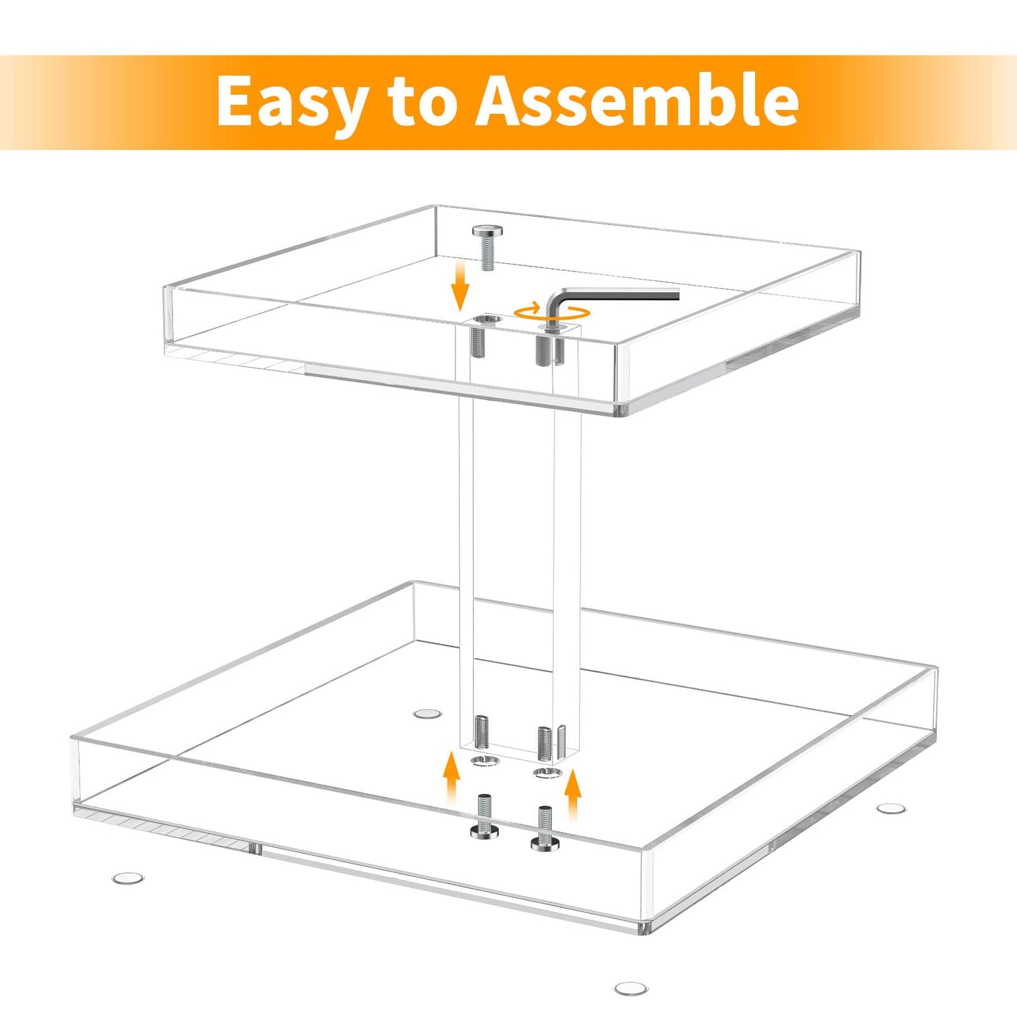 3-Tier Perfume Organizer, Clear Resin, Rectangular Tray, Sturdy Design, Space Saver, Convenient Access, Easy Assembly