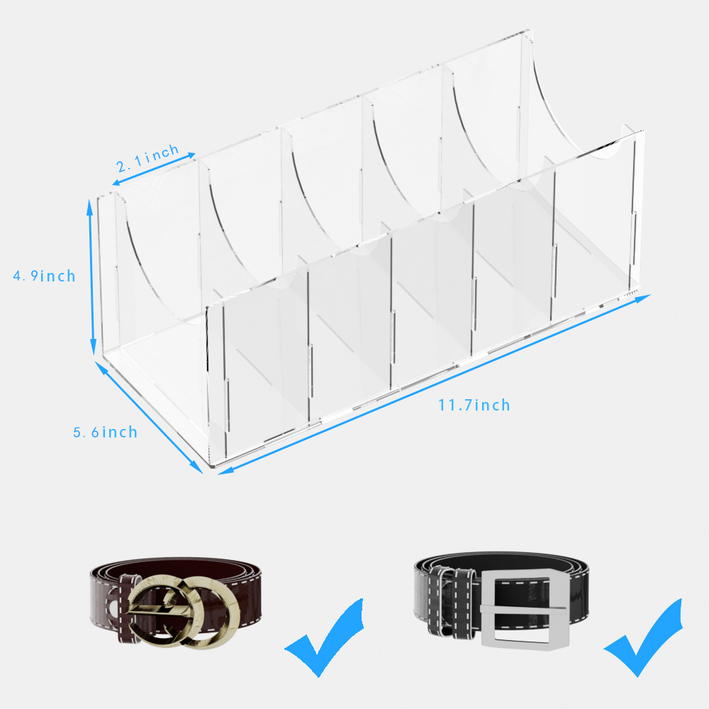 Acrylic Belt Organizer Belt Container Storage Holder 7 Compartments Wardrobe