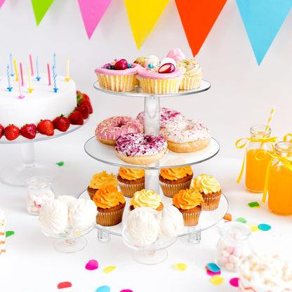 Large 4 Tier Acrylic Round Cake Stand Cupcake Stand Dessert Tower Tea Party Serving Platter, Cupcake Tree Wedding Party Décor, Stand with Rod Feet