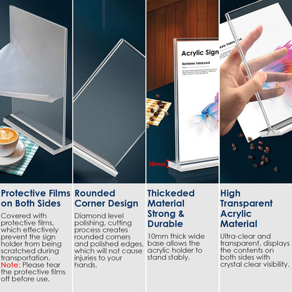 8.5x11 Acrylic Sign Holder 3 Pack Vertical Double-Sided Display