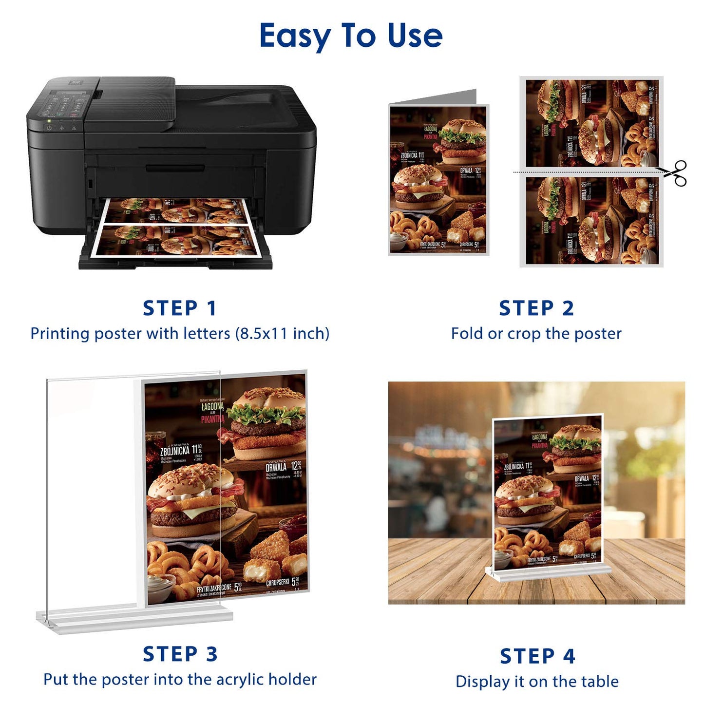 8.5x11 Acrylic Sign Holder 3 Pack Vertical Double-Sided Display