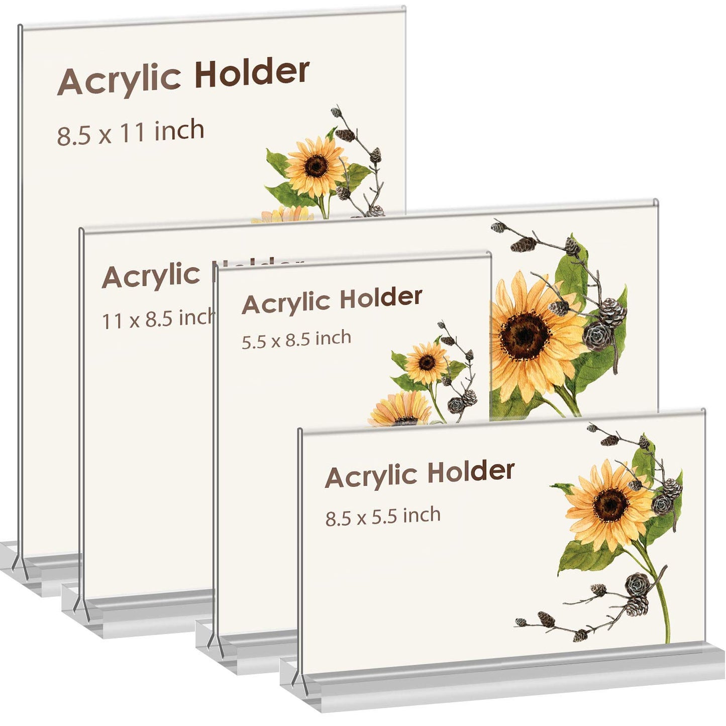 8.5x11 Acrylic Sign Holder 3 Pack Vertical Double-Sided Display
