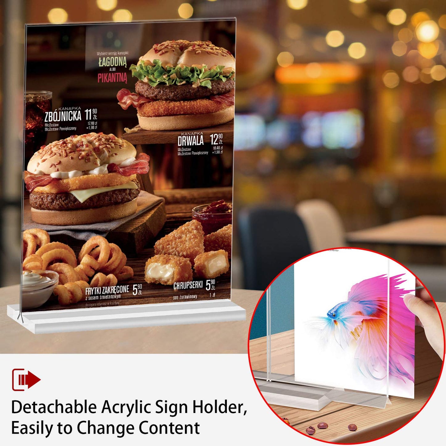 8.5x11 Acrylic Sign Holder 3 Pack Vertical Double-Sided Display