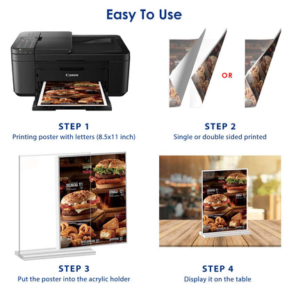 8.5x11 Acrylic Sign Holder 3 Pack Vertical Double-Sided Display