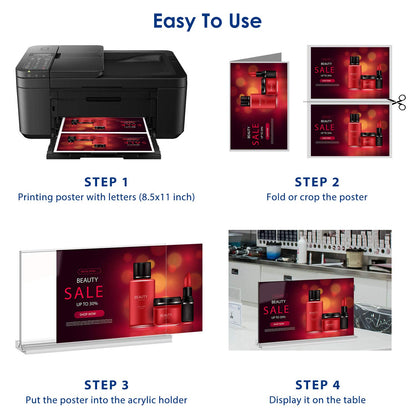 8.5x11 Acrylic Sign Holder 3 Pack Vertical Double-Sided Display
