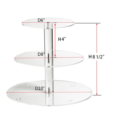 Large 4 Tier Acrylic Round Cake Stand Cupcake Stand Dessert Tower Tea Party Serving Platter, Cupcake Tree Wedding Party Décor, Stand with Rod Feet