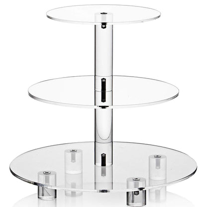 Large 4 Tier Acrylic Round Cake Stand Cupcake Stand Dessert Tower Tea Party Serving Platter, Cupcake Tree Wedding Party Décor, Stand with Rod Feet