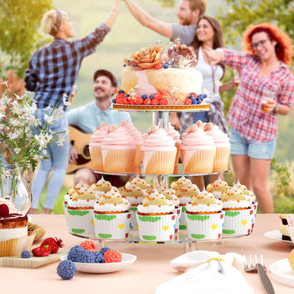 Large 4 Tier Acrylic Round Cake Stand Cupcake Stand Dessert Tower Tea Party Serving Platter, Cupcake Tree Wedding Party Décor, Stand with Rod Feet