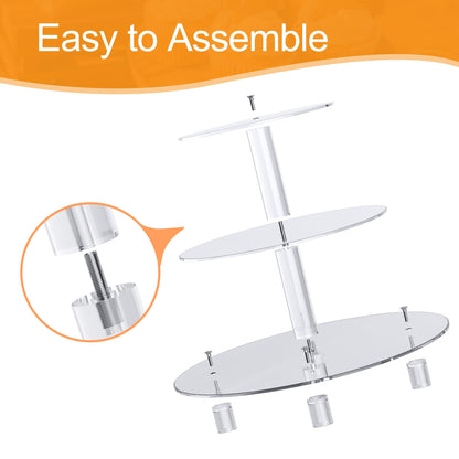 Large 4 Tier Acrylic Round Cake Stand Cupcake Stand Dessert Tower Tea Party Serving Platter, Cupcake Tree Wedding Party Décor, Stand with Rod Feet