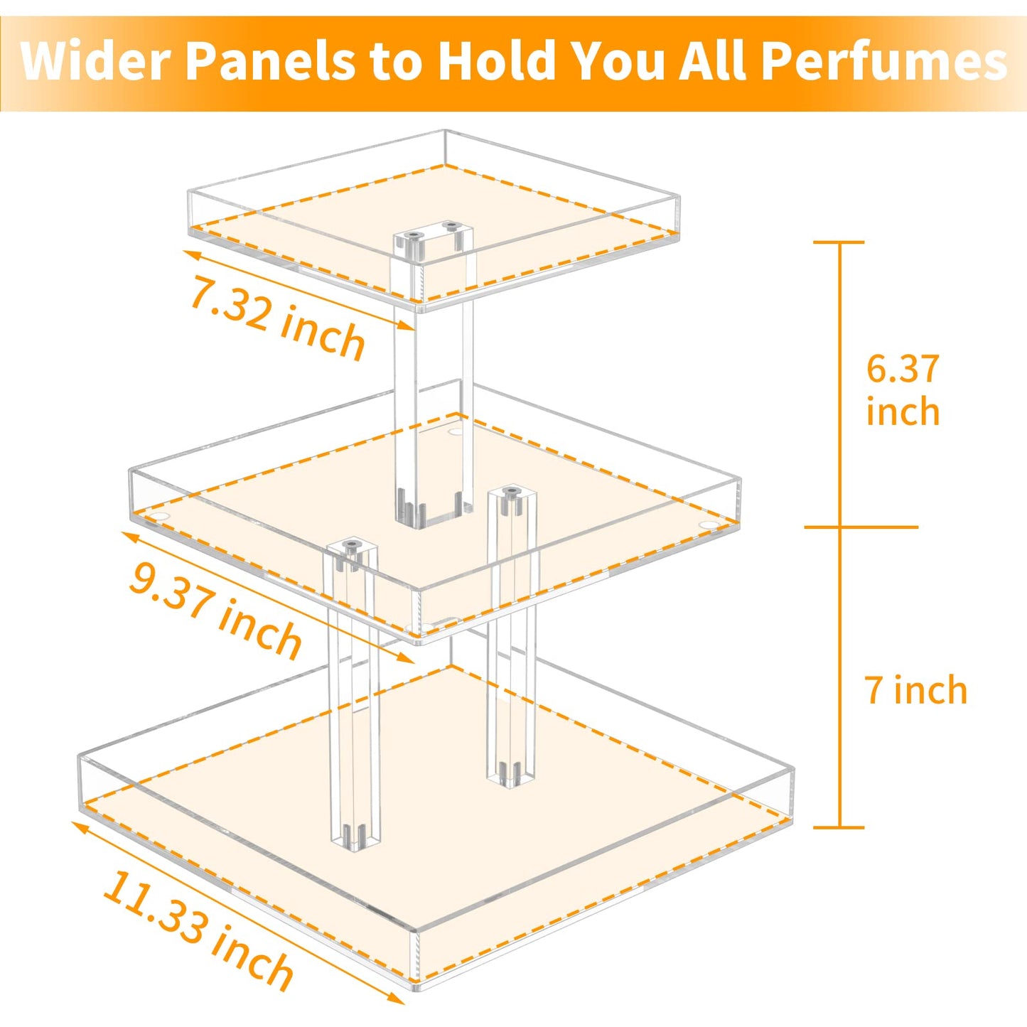 3-Tier Perfume Organizer, Clear Resin, Rectangular Tray, Sturdy Design, Space Saver, Convenient Access, Easy Assembly