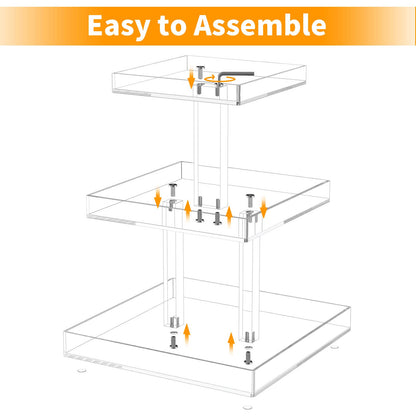 3-Tier Perfume Organizer, Clear Resin, Rectangular Tray, Sturdy Design, Space Saver, Convenient Access, Easy Assembly