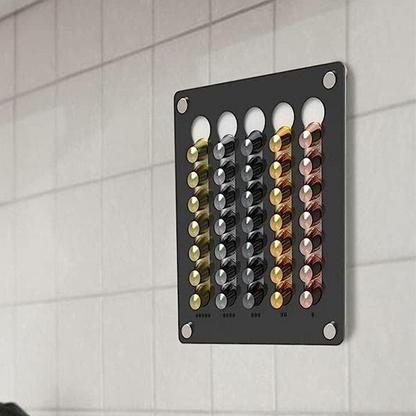 Coffee Pad Holder Wall | Acrylic Coffee Capsule Holder for 35 Capsules | Capsule Storage Capsule Dispenser Compatible with Universal Capsules
