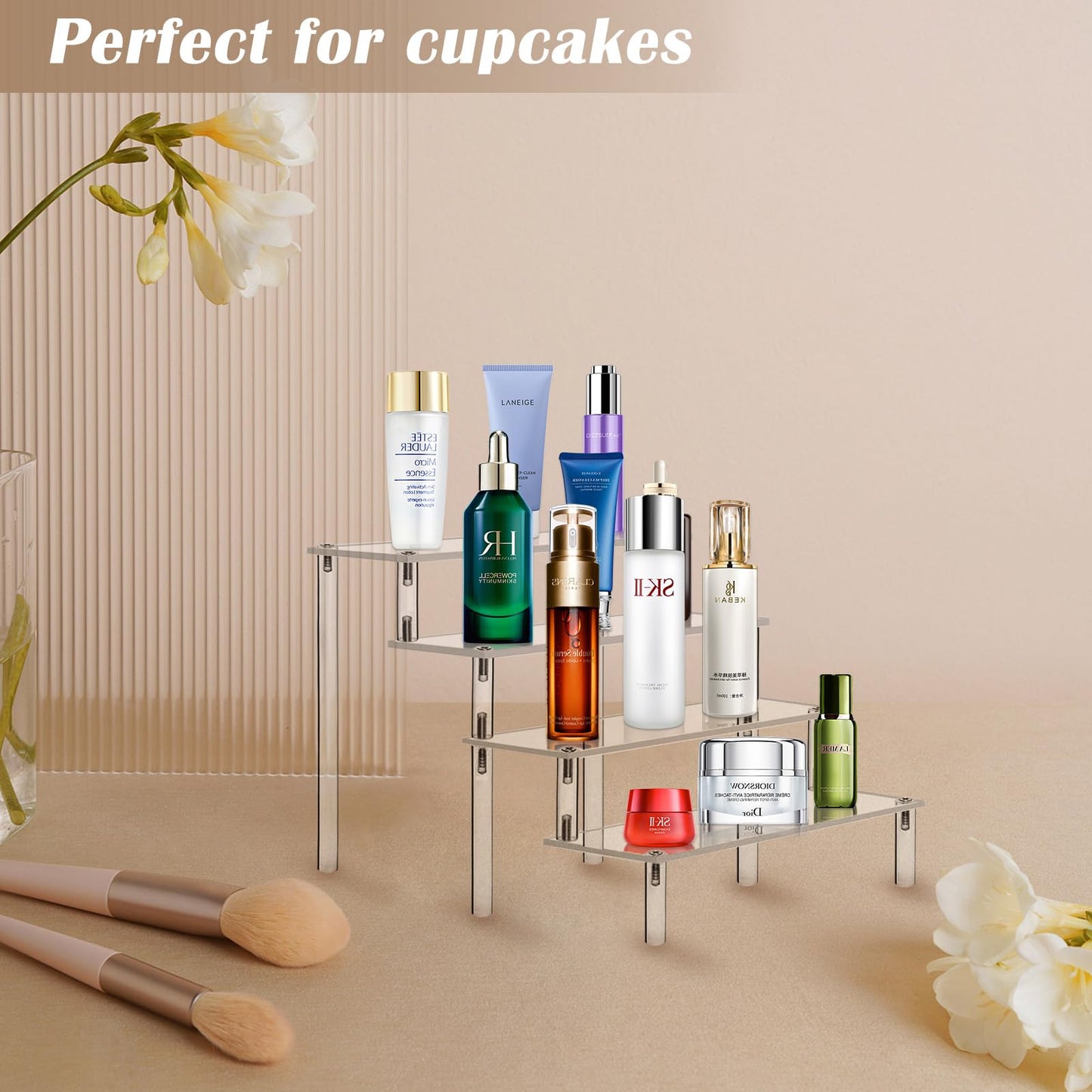 Display Stand Acrylic Riser,Perfume Organizer Clear Display Riser for Cupcake Dessert POP Figures Toy Tier Small Food Stand Risers for Display Makeup Step Cologne Skincare Lotion Cosmetics Fragrance