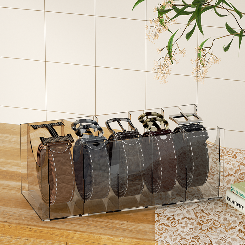 Acrylic Belt Organizer Belt Container Storage Holder 7 Compartments Wardrobe