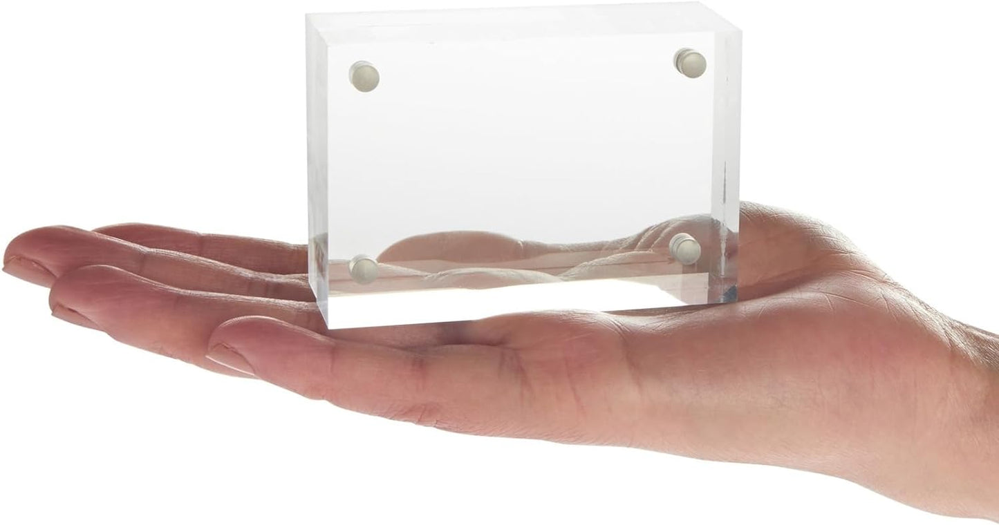 2 Pack Acrylic Picture Frames 2x3, Mini Wallet Size for Photos, Tabletop, Desktop