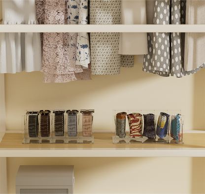 Acrylic Belt Organizer Belt Container Storage Holder 7 Compartments Wardrobe