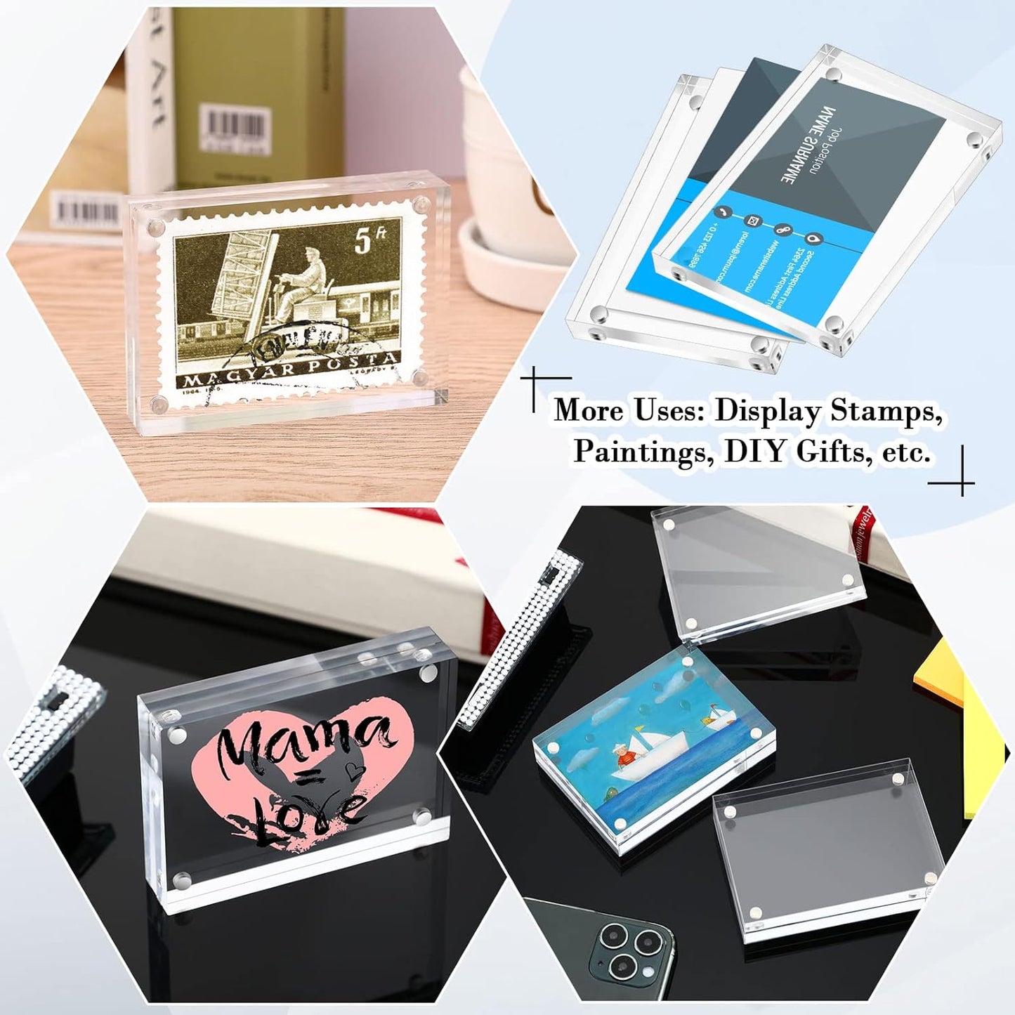 2 Pack Acrylic Picture Frames 2x3, Mini Wallet Size for Photos, Tabletop, Desktop