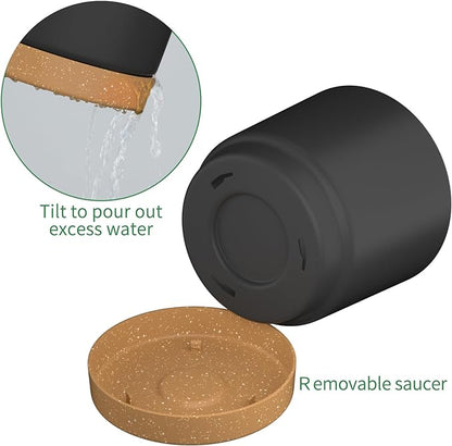 6.5inch Plant Pots, Plastic Planter with Drainage Hole and Saucer, A Set of 2 Flower Pots for Indoor, Outdoor, House Plants, Succulents, Flowers