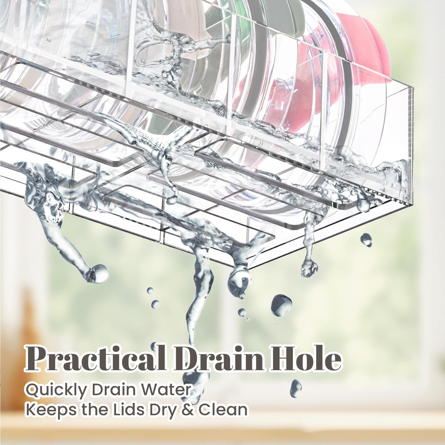 Acrylic Tumbler Lid Organizer, Cup Lid Organizer for Yeti Tumbler/Stanley Tumbler/Simple Modern Tumbler Lids, Tumbler Lid Holder for Kitchen Countertop