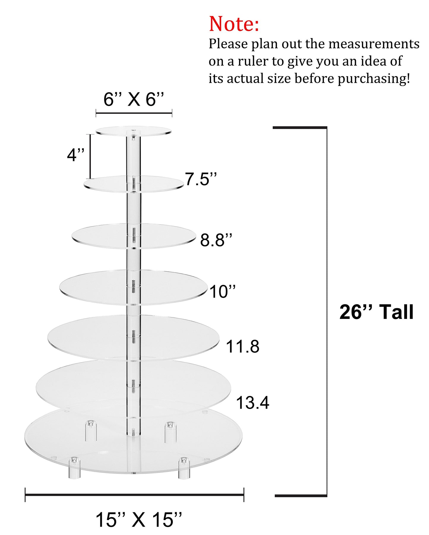 Large 4 Tier Acrylic Round Cake Stand Cupcake Stand Dessert Tower Tea Party Serving Platter, Cupcake Tree Wedding Party Décor, Stand with Rod Feet